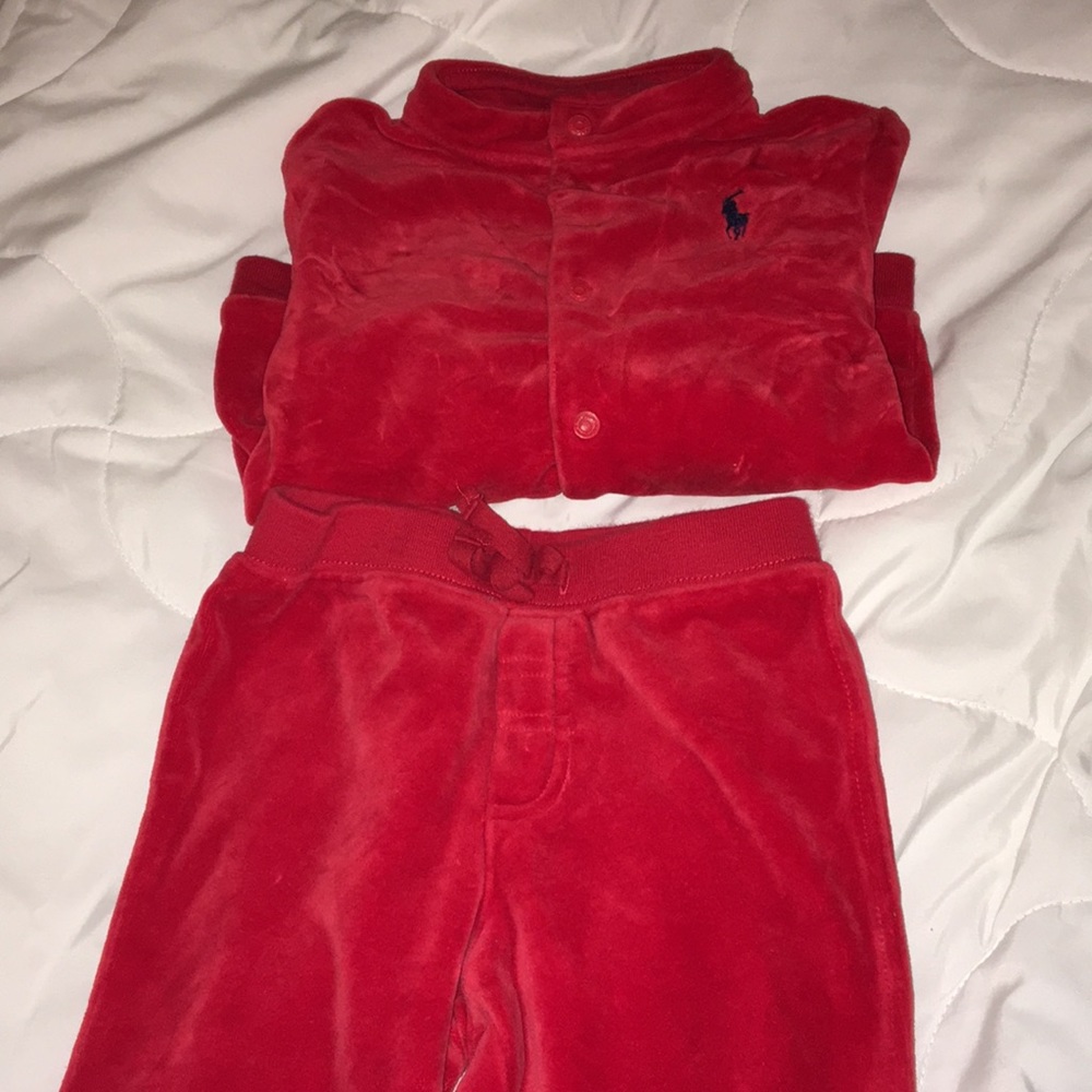 Baby Polo Velour suit  24 months no spots